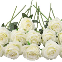 12 kunstrozen, 19,7 inch lange zijden stengel, bloemen, bruiloft, bloeiende rozen, thuisfeest, kantoordecoratie, tafelstuk, doe-het-zelf bloemstuk
