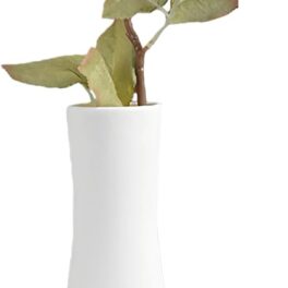 18cm Keramische knop vaas hoge kegelbloem enkele steel vaas kleine knop decoratieve bloemen vaas thuis decoratieve bloemen middelpunt voor bruiloft kantoor (wit)