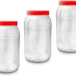 CENNET 4000 ml Plastic Opbergpot Rond Met Schroefdeksel Deksels Luchtdichte Voedsel Containers BPA Vrij Voor Keuken, Kruiden, Specerijen, Snoep Clear Canister potten (Pack van 3)