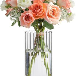 ComSaf set van 1 glazen vaas transparant voor bloemen, geschikt voor beginners, helpt fouten bij het kiezen van de juiste maat te voorkomen, decoratieve vaas op tafel voor interieur, woonkamer